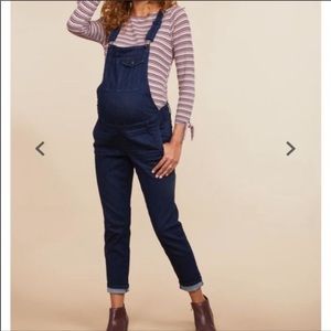 Indigo blue dark wash maternity overalls